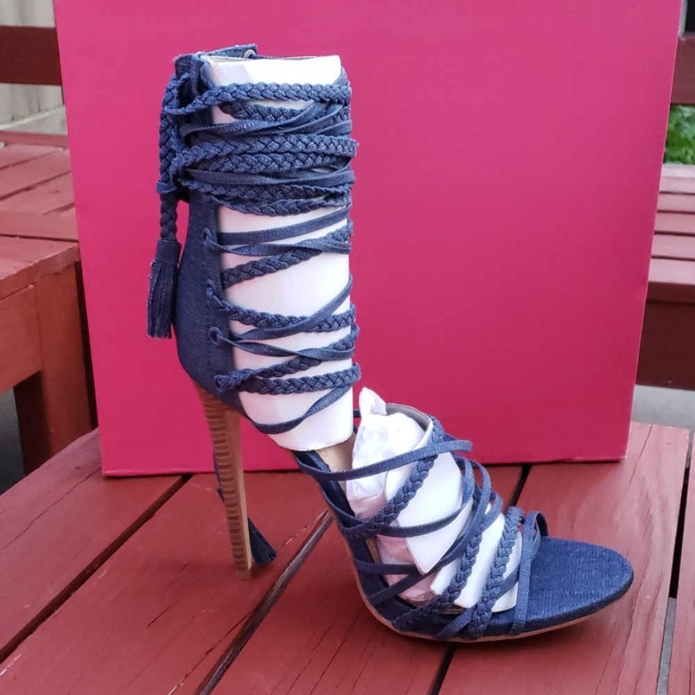 New Denim high heels